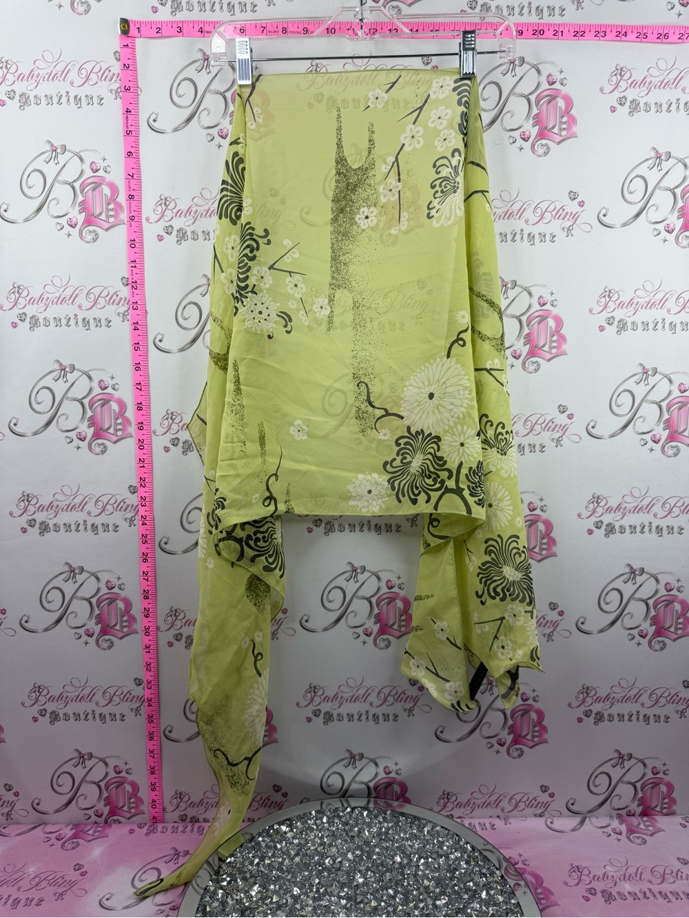 ZAZOULUXE silk scarf Light Green Floral Print Wrap Scarf - Women's Accessory